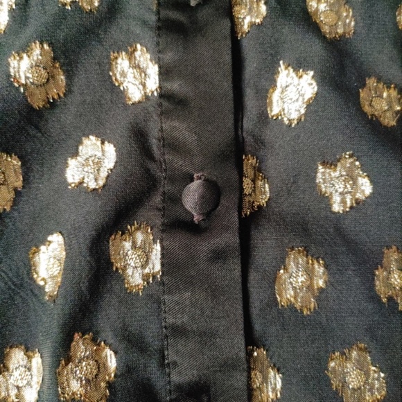 Zara gold metallic shirt dress in brocade - Picture 5 of 9